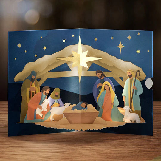 Oh Holy Night Nativity Light-Up Pop-Up Card