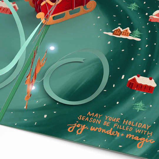 Magic of Christmas Santa's Sleigh Light-Up Pop-Up Card