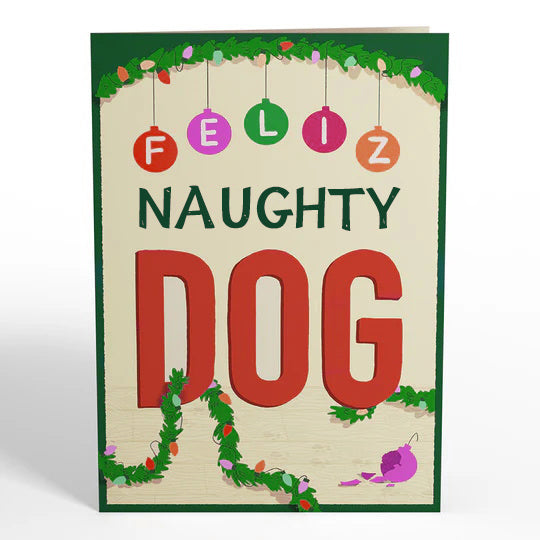 Feliz Naughty Dog Christmas Pop-Up Card