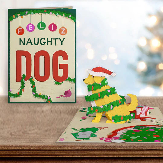 Feliz Naughty Dog Christmas Pop-Up Card