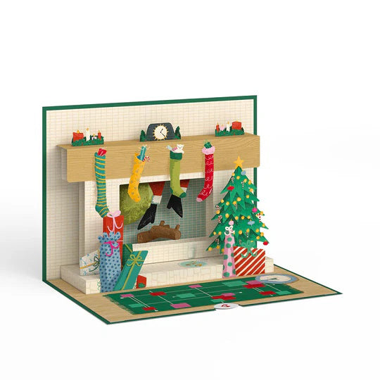 Santa Down the Chimney Christmas Pop-Up Card